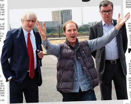  ??  ?? Team Leave: Benedict Cumberbatc­h as Dominic Cummings with Richard Goulding as Boris Johnson and Oliver maltman as Michael Gove