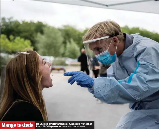  ?? FOTO: TIM KILDEBORG JENSEN ?? Mange testede
De 251 nye smittetilf­ælde er fundet ud fra test af knap 21.000 personer.