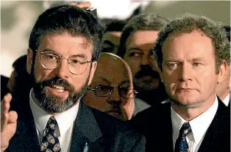  ?? PHOTOS: REUTERS ?? Sinn Fein’s Gerry Adams, left, and Martin McGuinness in May 1998, on the day of the Good Friday Agreement referendum. The result, a majority in favour, was a major developmen­t in the Northern Island peace process.