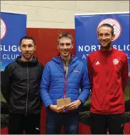  ??  ?? The first 3 men in the Grange 10k Aidan McMoreland North Sligo AC (2nd), Dessie Foley North Sligo AC (1st) and Donal Egan North Sligo AC (3rd).