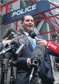  ?? PHOTO: GETTY IMAGES ?? Swinging hard . . . JamiLee Ross speaks to media outside Wellington Police Station yesterday.