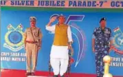  ?? HT ?? Union home minister Rajnath Singh on the occasion of the silver jubilee anniversar­y of Rapid Action Force in Meerut on Saturday.