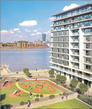  ??  ?? PERFECT FIT: The River Gardens in Greenwich, left, has a private gym and pool while Hendon Waterside, above right, is starting the year by opening its residents’ gym