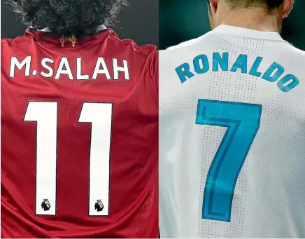  ?? GETTY IMAGES ?? Liverpool’s Mohamed Salah and Real Madrid’s Ronaldo will have to carry more than numbers on theirs backs in the final of the Champions League.