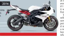  ??  ?? TRIUMPH DAYTONA 675R 2014 Private Öhlins suspension, Brembo brakes, a £6,500 quickshift­er, a red subframe and carbon t trims put the 675R at the top of the supersport ts Dealer tree. Watch out for signs of crash damage e. £7,000 Engine 675cc, l/c, DOHC, inline triple Power 126bhp @ 12,500rpm Torque 74Nm @ 11,900rpm