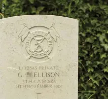  ??  ?? Private Ellison grave at St Symphorien Cemetery