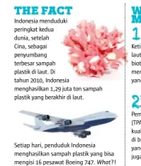  ??  ?? Setiap hari, penduduk Indonesia menghasilk­an sampah plastik yang bisa mengisi 16 pesawat Boeing 747. What?!