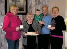  ??  ?? Kathleen, Ciara and Gerard Fitzgerald with Betty Crosbie and Mary O’Connor enjoying the Friends of the Children of Chernobyl Coffee Morning.