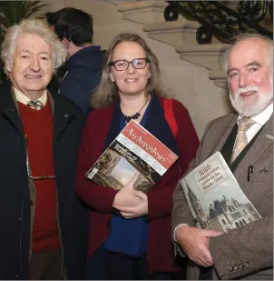  ??  ?? Martin Timoney, Sharon Greene Editor of Archaeolog­y Ireland and Martin Enright Vice Chair of Sligo Heritage Forum.