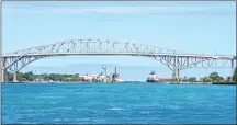  ?? MEDIANEWS GROUP FILE PHOTO ?? Pictured is the Blue Water Bridge, which spans the St. Clair River to connect Port Huron and Sarnia, Ontario.