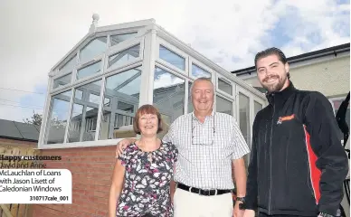  ??  ?? Happy customers David and Anne McLauchlan of Loans with Jason Lisett of Caledonian Windows
310717cale_ 001