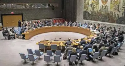  ??  ?? NEW YORK: Members of the United Nations Security Council meet concerning North Korea at UN headquarte­rs in New York City. — AFP