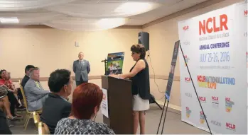  ??  ?? Janet Murguía ofreció los pormenores de la Conferenci­a Anual y Expo Nacional de la Familia Latina de NCLR, que será del 23 al 26 de julio, en Orlando.