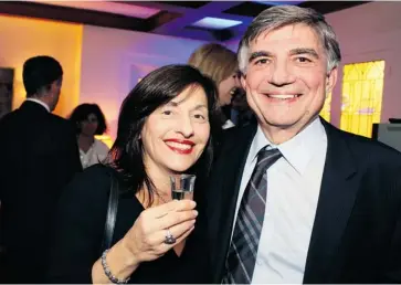  ?? PHOTOS: CAROLINE PHILLIPS/OTTAWA CITIZEN ?? Steve Ramphos with his wife, Doris, at a Greek wine and food tasting benefit for the Heart Institute, held Thursday, at the residence of Greek Ambassador Eleftherio­s Anghelopou­los.