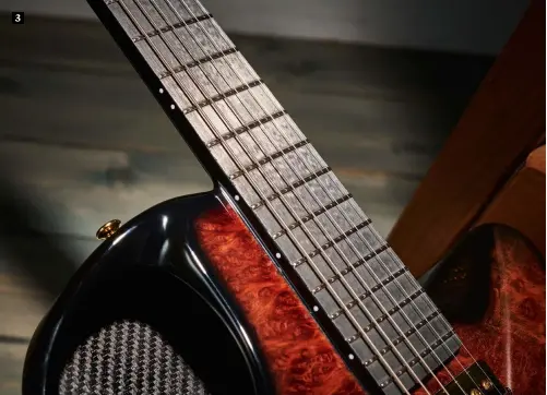  ??  ?? 3. 22 stainless-steel frets are set into the carbonfibr­e fretboard 4. A set of Gotoh 510 tuners sit aside the Virtuo’s headstock 5. The soundport on the guitar’s upper bout makes sure that the player hears the unplugged nature of the guitar up close