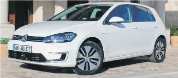  ?? PETER BLEAKNEY/DRIVING ?? The 2017 Volkswagen e-Golf has got a 201-kilometre range and all the pep you’d expect from the fossil-fuel-powered version of the hatchback. The fully electric car represents Volkswagen’s future.