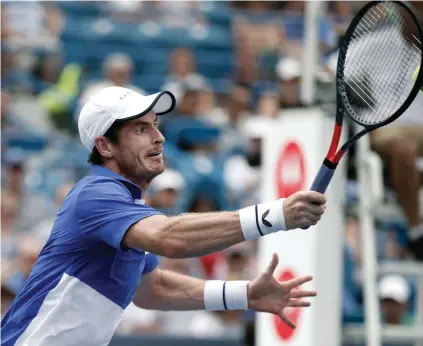  ?? AP FOTO ?? FEELING THE RUST. Three-time Grand Slam champion Andy Murray suffers a firstround loss to Richard Gasquet, 6-4, 6-4, on his first singles match since January.