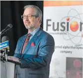 ?? THEHAMILTO­N SPECTATOR FILE PHOTO ?? John Valliant is the founder and CEO of cancer drug maker Fusion Pharmaceut­icals, a McMaster University spinoff that just sold for $2.4 billion (U.S.).
