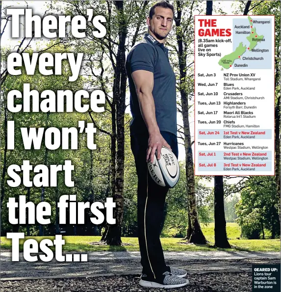  ??  ?? GEARED UP: Lions tour captain Sam Warburton is in the zone