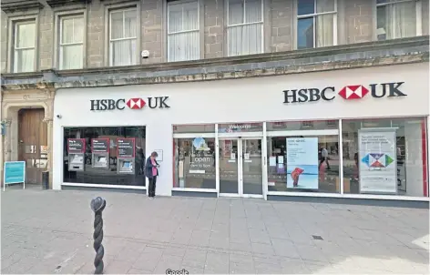  ?? ?? EARMARKED: The HSBC branch in Dundee’s Murraygate is scheduled to close in May.