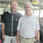  ??  ?? Pictured are tournament chair Jim Kerr, left, and foundation president Glenn Davies. Tournament proceeds will go to community shelter projects.