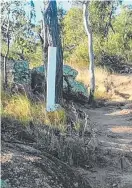  ?? The safety instructio­ns Rotarians raised money for and installed have been removed from newly erected posts on Castle Hill. Pictures: PAUL RYAN ??