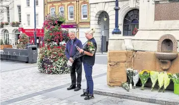  ??  ?? Rev Arthur Houston, left, and Val Jacobs at the memorial in Maidstone