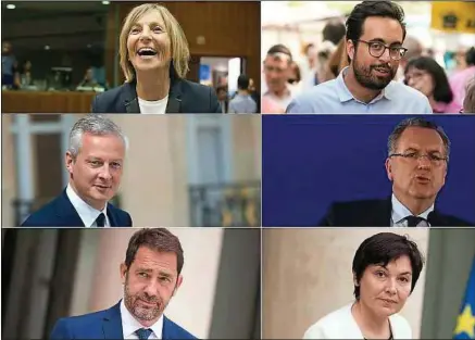  ??  ?? Marielle de Sarnez, Mounir Mahjoubi, Bruno Le Maire, Richard Ferrand, Christophe Castaner et Annick Girardin.