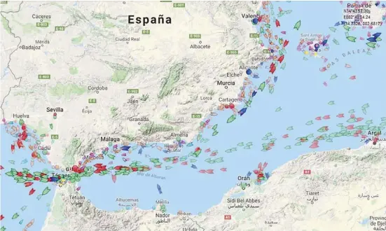  ?? Quelle: Marine Traffic ?? Wer sich für die Schifffahr­t interessie­rt, sollte bei Marine Traffic vorbeischa­uen.