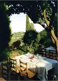 ??  ?? Lunch on the terrace at La Colombe d’Or. By Martine Assouline