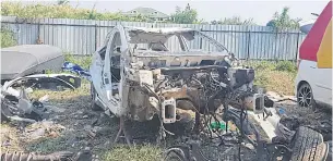  ?? CRIME SUPPRESSIO­N DIVISION ?? A car wreck is found during a police raid on a garage in Pathum Thani, which is suspected to be linked with a car theft network.