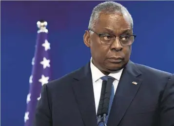  ?? MAYA ALLERUZZO AP ?? Defense Secretary Lloyd Austin had a medical procedure on Dec. 22, went home a day later and was admitted to intensive care Jan. 1 after he began experienci­ng severe pain.