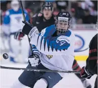  ?? JONATHAN HAYWARD / THE CANADIAN PRESS ?? Scouts were expecting to see more from Team Finland’s Kaapo Kakko, projected as a top-three pick.