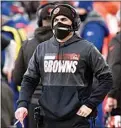  ?? DAVID RICHARD / AP ?? Browns head coach Kevin Stefanski looks on during the second half of Sunday’s game against the Steelers in Cleveland.