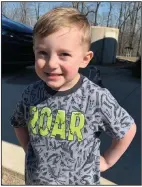  ?? (Special to the Arkansas Democrat-Gazette) ?? Ollie Rodgers, 4, fell ill on Jan. 2 and days later was fighting for his life at Arkansas Children’s Hospital as covid-19 and meningitis raged through his body. Ollie is recovering, but side effects linger.