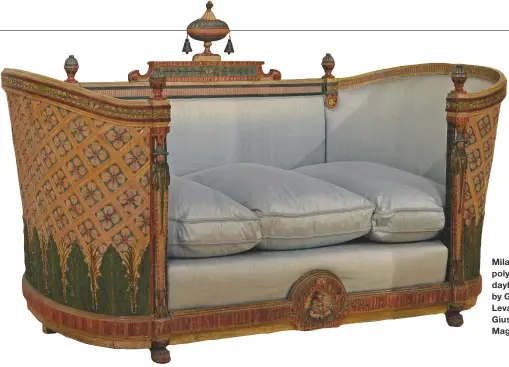  ??  ?? Milanese polychrome daybed of 1780 by Giuseppe Levati and Giuseppe Maggiolini