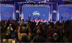  ?? Photograph: John Raoux/AP ?? Former president Donald Trump is introduced at the Conservati­ve Political Action Conference (CPAC) in Orlando, Florida, on 28 February.