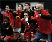  ?? PHOTO BY KEITH BIRMINGHAM, PASADENA STAR-NEWS — SCNG ?? Corona coach Jim Bowers cheers on his team against Northview at the CIF-SS Division 1dual meet final last year.