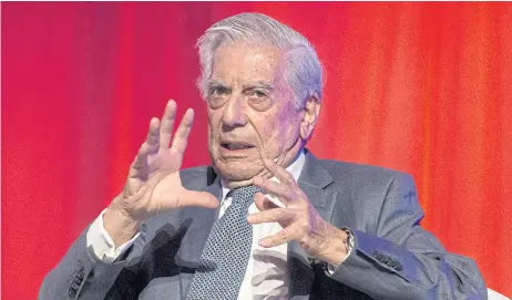  ??  ?? WRITE STUFF: Literature Nobel Prize laureate Mario Vargas Llosa speaks in Barcelona, Spain, on Dec 21.