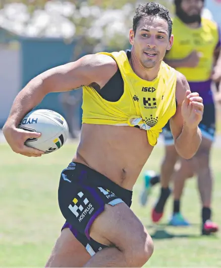  ?? Picture: ANNETTE DEW ?? Melbourne Storm’s Billy Slater will miss at least the first two games as he builds up shoulder strength.