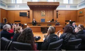  ??  ?? Justice Syndicate jury members debrief in Dundee Sheriff court after reaching their verdict.Photograph: Drew Farrell