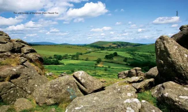  ??  ?? The wild beauty of Dartmoor from Hound Tor.