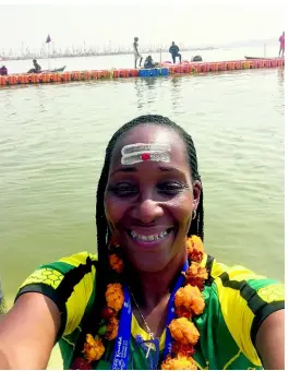  ??  ?? Roxene Nickle, media practioner from Jamaica at Prayagraj, India to witness the Kumbh Mela.