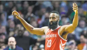  ?? Michael Dwyer / Associated Press ?? Houston Rockets’ James Harden is once again in the mix for winning the NBA’s MVP award.