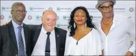  ?? AFP ?? Former French tennis player Yannick Noah (from right), French minister of sport Laura Flessel, French Tennis Federation (FFT) president Bernard Giudicelli and Christian Forbin, the federation's doctor in charge of social diversity, during an event on...