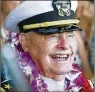  ?? 2016 ?? Lou Conter, a former USS Arizona crewman, returned to Pearl Harbor for the interment onto the sunken battleship of shipmate Lauren Bruner, who died Sept. 10 at age 98.