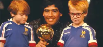  ?? ?? Argentina’s Diego Maradona was awarded the Golden Ball in Paris for being the best player at the 1986 Mexico World Cup