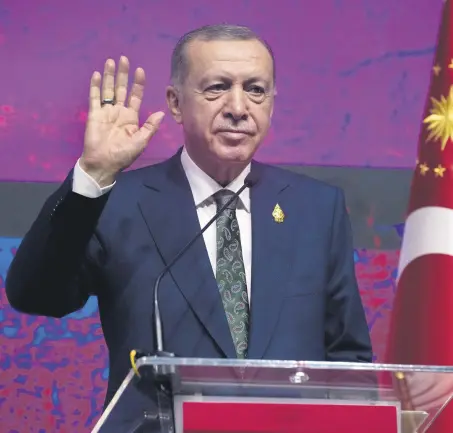  ?? ?? President Recep Tayyip Erdoğan gestures as he speaks during a press conference on the sidelines of the G-20 Leaders Summit at Nusa Dua in Bali, Indonesia, Nov. 16, 2022.