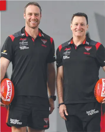  ?? ............. Picture: AAP ?? TEAM EFFORT: Ben Rutten (left) and John Worsfold at The Hangar yesterday.