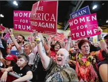  ?? ALEX BRANDON/AP PHOTO ?? Supporters cheer as President Donald Trump speaks at a rally at the Phoenix Convention Center late Tuesday.